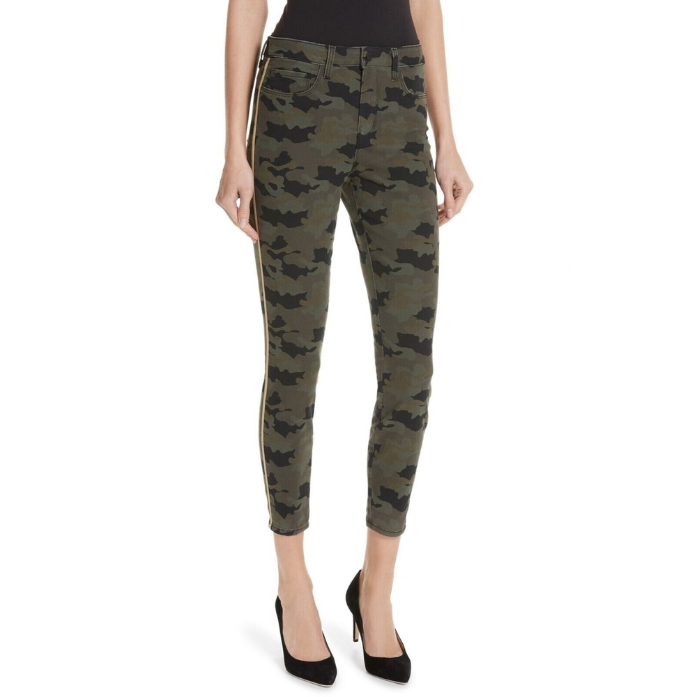 L'Agence Jeans Women's Size 25 Margot High Rise Skinny Camo Stone Tuxedo Stripe - Picture 1 of 9